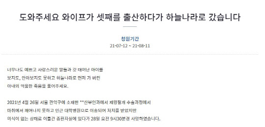 청와대 국민청원 갈무리